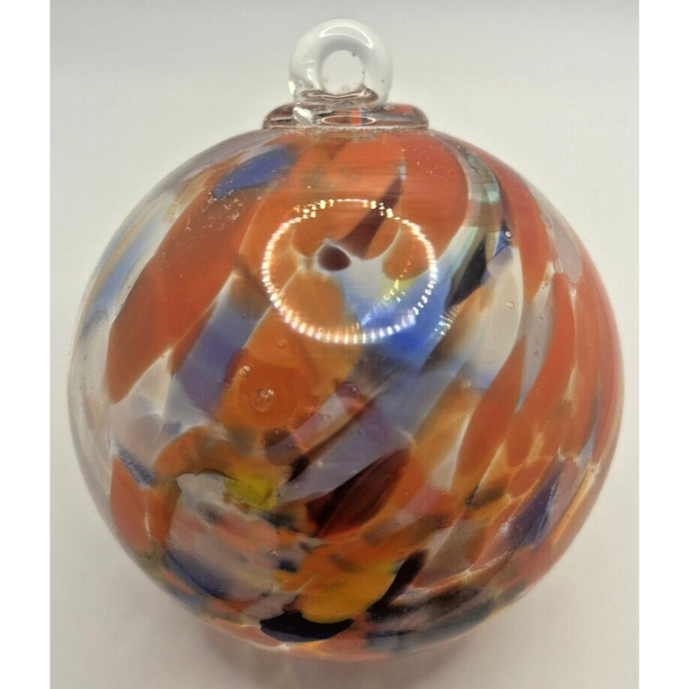 Vintage‎ Art Glass Swirl Orange Blue Yellow Ornament U258/11